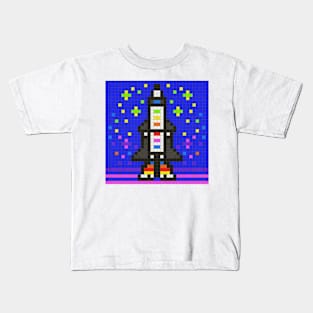 Rocket Ship Pixel Painting Kids T-Shirt